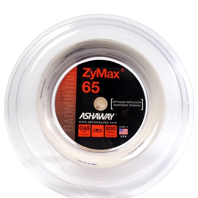 Ashaway ZyMax 65 (0.65mm) 200m/660ft Badminton String Reel - White