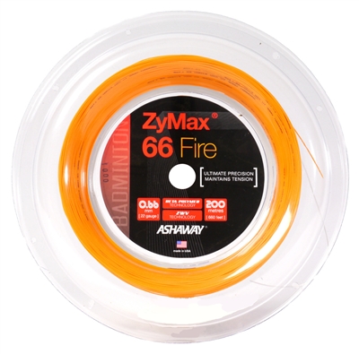 Ashaway ZyMax 66 Fire (0.66mm) 200m/660ft Badminton String Reel - Orange