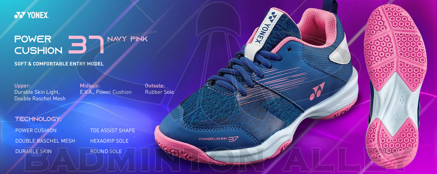 Yonex Power Cushion 37 LEX Navy Pink Ladies Badminton Shoes