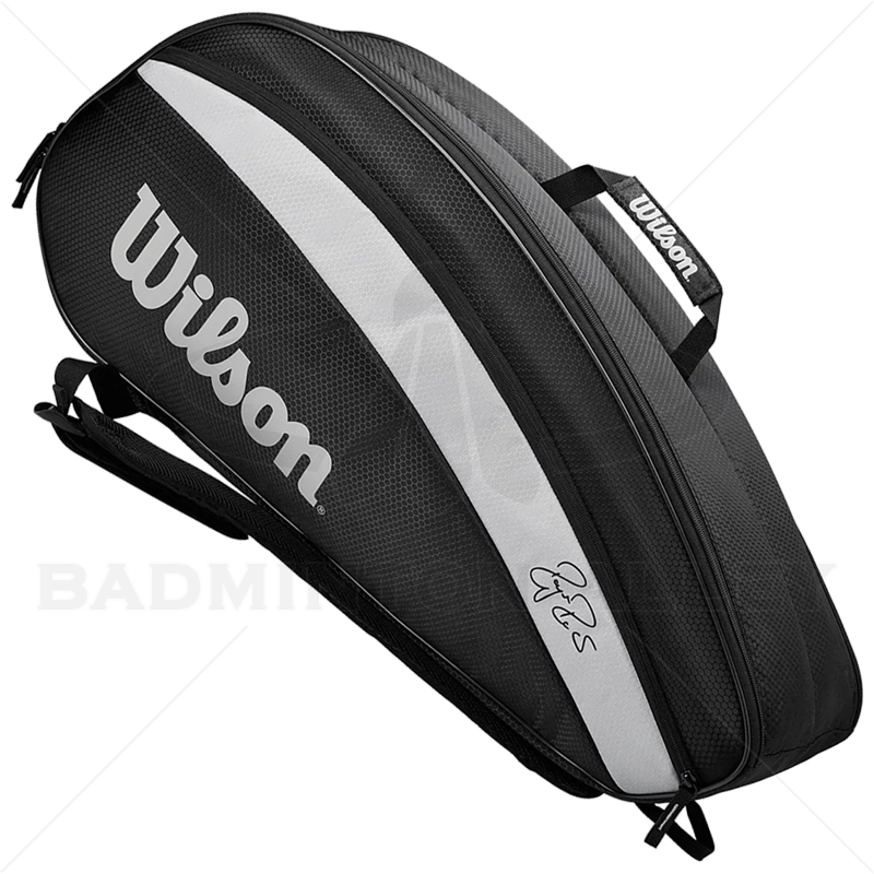  WILSON Fed Team 12 Pack Tennis Bag, Black/White