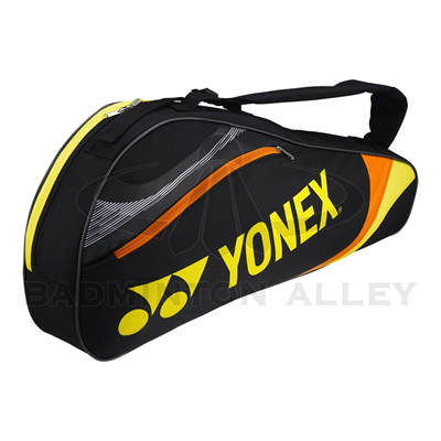 Yonex 7323 Black Yellow Badminton Tennis 3 Rackets Bag