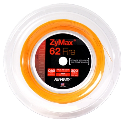 Ashaway ZyMax 62 Fire (0.62mm) 200m/660ft Badminton String Reel - Orange