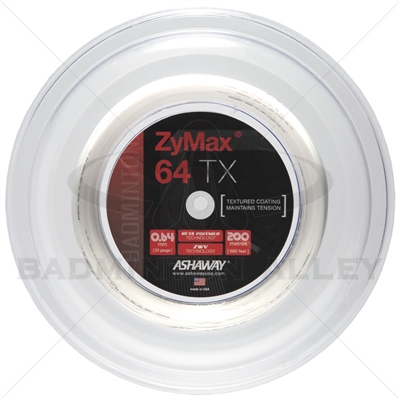 Ashaway ZyMax 64TX (0.64mm) 200m/660ft Badminton String Reel - White