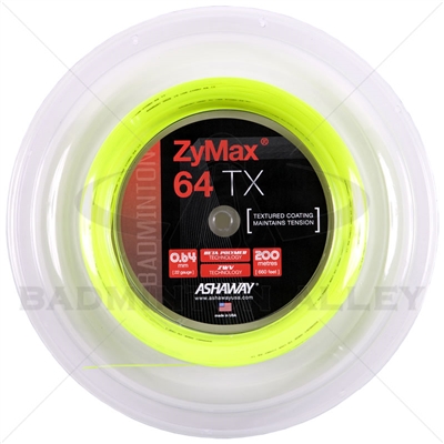 Ashaway ZyMax 64TX (0.64mm) 200m/660ft Badminton String Reel - Yellow