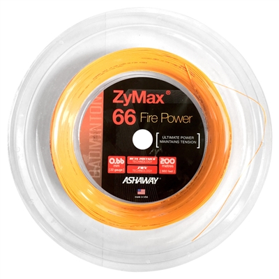 Ashaway ZyMax 66 Fire Power (0.66mm) 200m/660ft Badminton String Reel - Orange