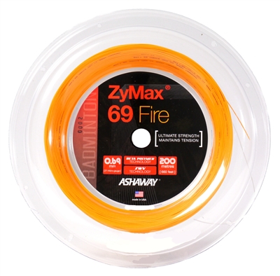 Ashaway ZyMax 69 Fire (0.69mm) 200m/660ft Badminton String Reel - Orange