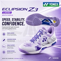 Yonex Eclipsion Z3 Women White Purple Badminton Shoes