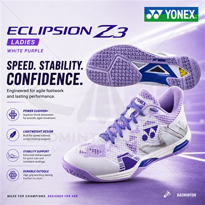Yonex Eclipsion Z3 Women White Purple Badminton Shoes