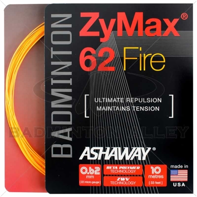 Ashaway ZyMax 62 Fire (0.62mm) Badminton String - Orange
