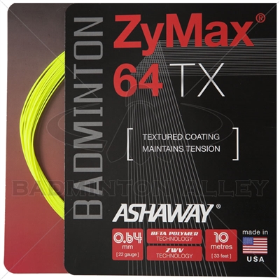 Ashaway ZyMax 64TX (0.64mm) Badminton String - Yellow