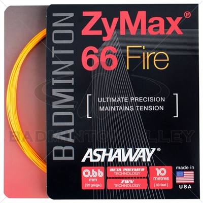 Ashaway ZyMax 66 Fire (0.66mm) Badminton String - Orange