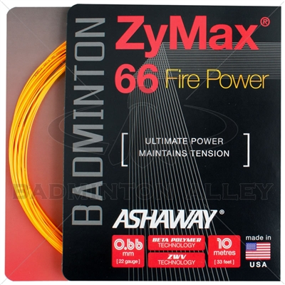 Ashaway ZyMax 66 Fire Power (0.66mm) Badminton String - Orange