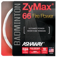 Ashaway ZyMax 66 Fire Power (0.66mm) Badminton String - White