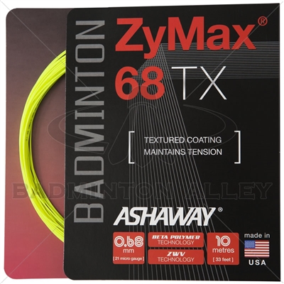 Ashaway ZyMax 68TX (0.68mm) Badminton String - Yellow